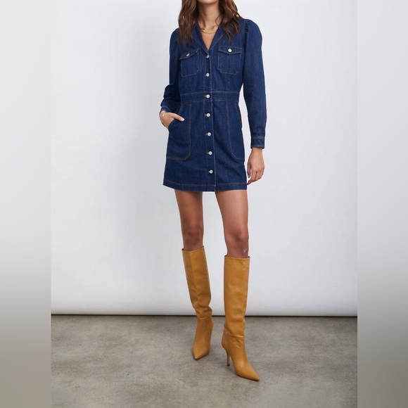 NWOT Rails Lisette Dress In Raw Denim Size S $260 - Picture 6 of 10